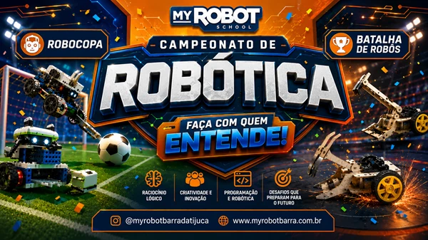 Banner da Robocopa e Batalha de Robôs da My Robot Barra da Tijuca